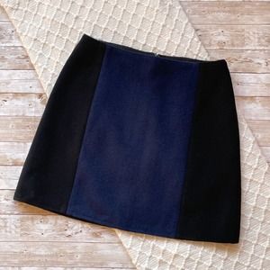Club Monaco Centie Mini Skirt Jupe Clorblock Blue Black A Line Wool Size 8 New
